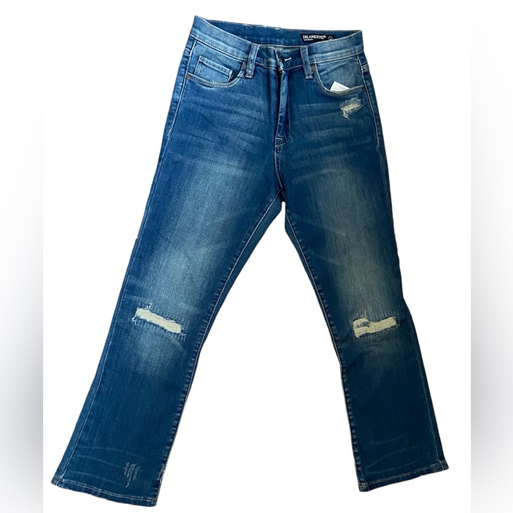 BLANKNYC the micro highrise wide ankle thermal distress jeans
